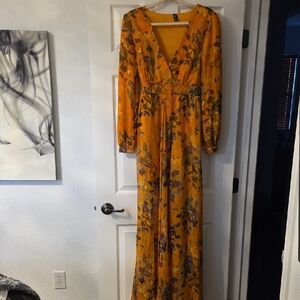 Windsor Mustard Floral Long Sleeve Dress